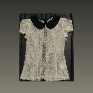 White Lace Button Up Top